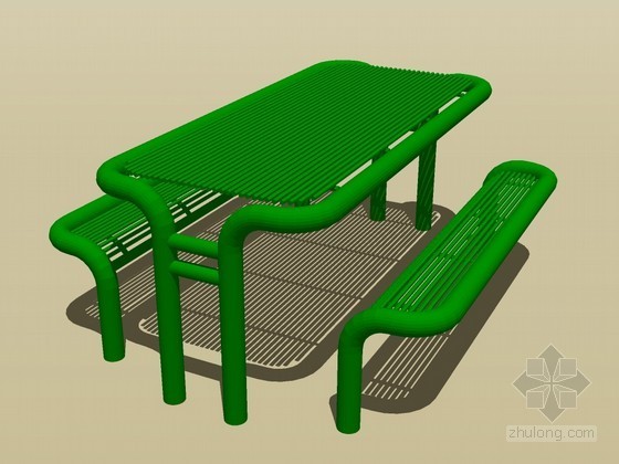 户外桌椅休闲资料下载-绿色户外桌椅sketchup模型