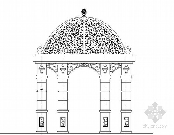 铁艺施工cad资料下载-欧式铁艺圆亭施工大样图