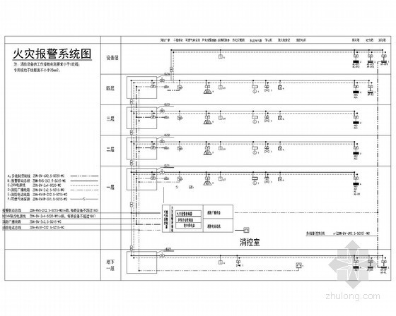 [安徽]儿童福利中心电气设计施工图纸（新规范）-火灾报警系统图 