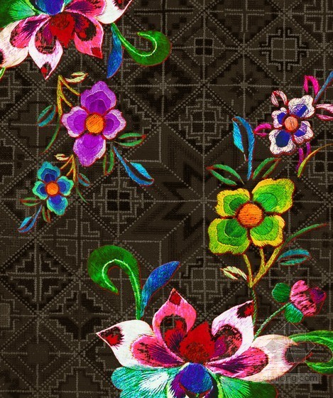 美式花鸟墙纸贴图资料下载-花纹装饰墙纸3D贴图下载