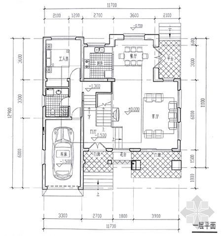 居住空间效果图加平面图资料下载-某别墅平面图及效果图3
