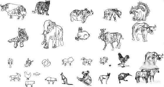 人物动物ps素材资料下载-动物素材CAD图块