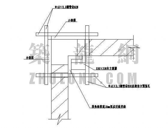 柱模支设示意图资料下载-L型墙转角处构造柱支模示意图