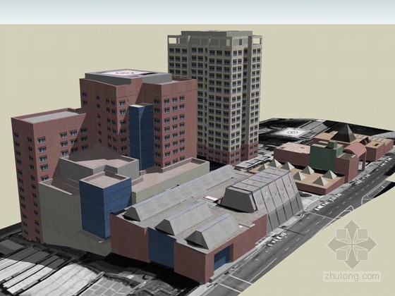 国外综合建筑设计资料下载-城市综合建筑SketchUp模型下载