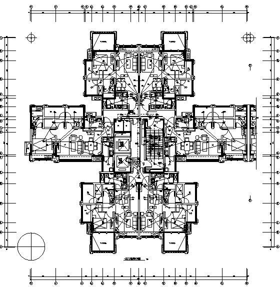 四川高层综合楼电气施工图-一单元三十四层强电平面图