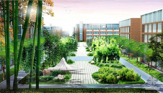 山东的校园景观设计资料下载-山东学校景观设计概念图