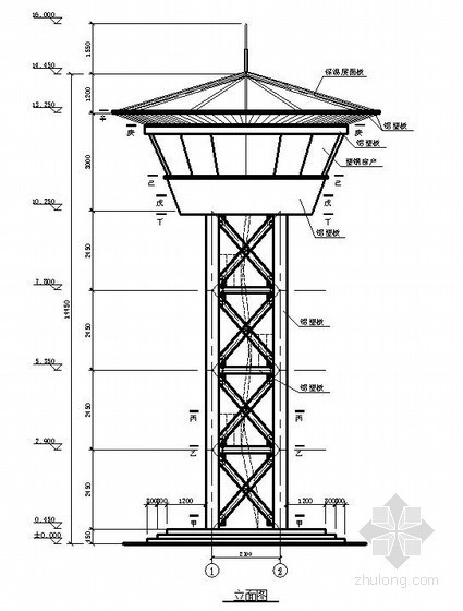 钢结构瞭望塔图纸资料下载-某瞭望塔钢结构设计图