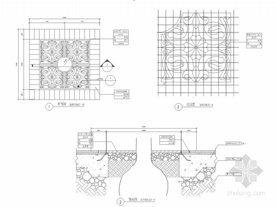 [江苏]高档住宅小区广场景观规划设计施工图-停车位树池详图