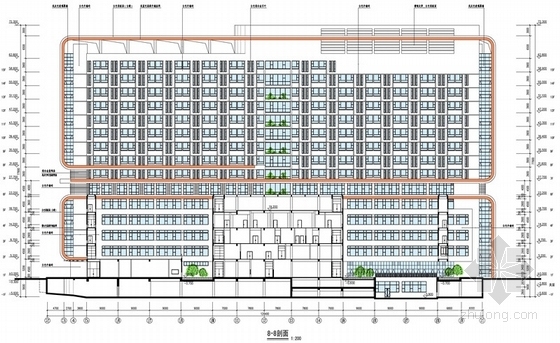 [广州]医疗中心建筑设计方案文本-医疗中心剖面图