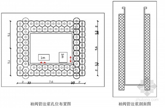 [北京]220千伏送电工程33米超深竖井施工方案（通过专家论证）-袖阀管注浆布置 