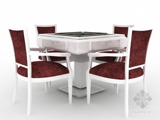 组合桌椅su资料下载-麻将桌椅组合3d模型下载