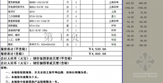 陕西设备安装报价资料下载-[东莞]电气设备安装工程报价表（2009）
