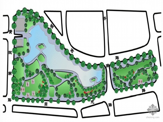 带状绿地设计方案资料下载-某街旁绿地规划设计方案