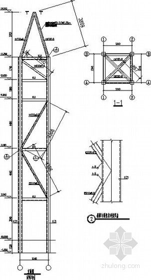 钢框架造型建筑施工图资料下载-[北京]五层钢框架景观塔结构施工图