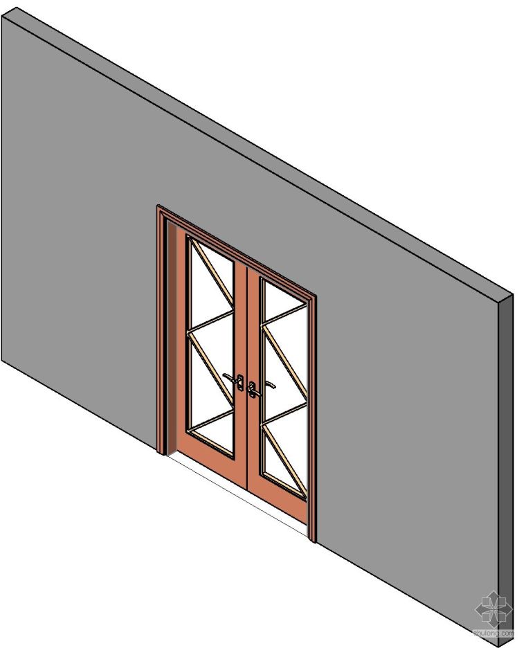 欧式门CAD模块资料下载-双扇欧式门