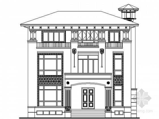 欧式别墅建筑方案图纸资料下载-某三层独栋欧式别墅建筑方案图