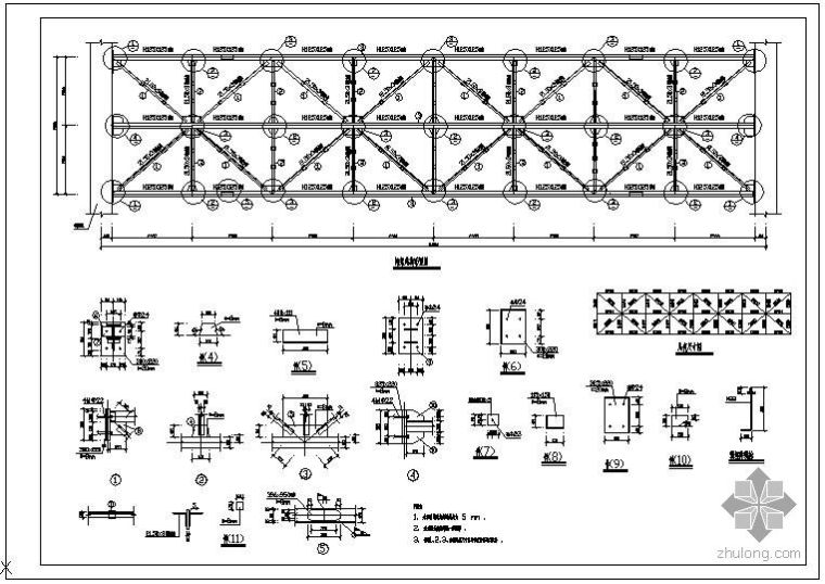 50m桥台图资料下载-某50m桁架结构节点构造详图