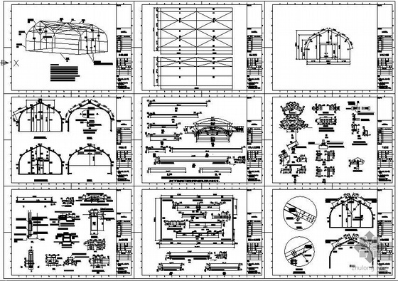 六米钢结构设计资料下载-某6米跨索膜厂房钢结构设计图