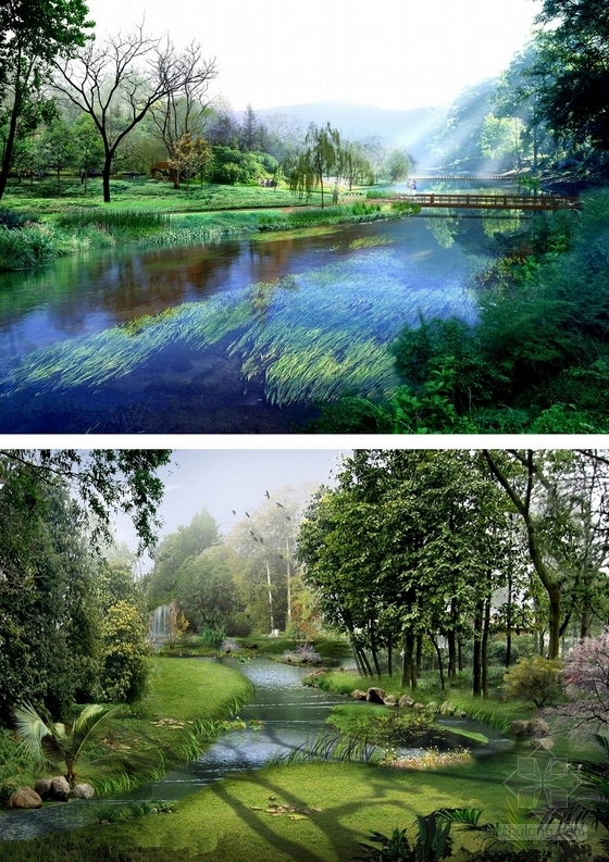 [无锡]大型主题公园山水景观区域设计方案-公园景观效果图