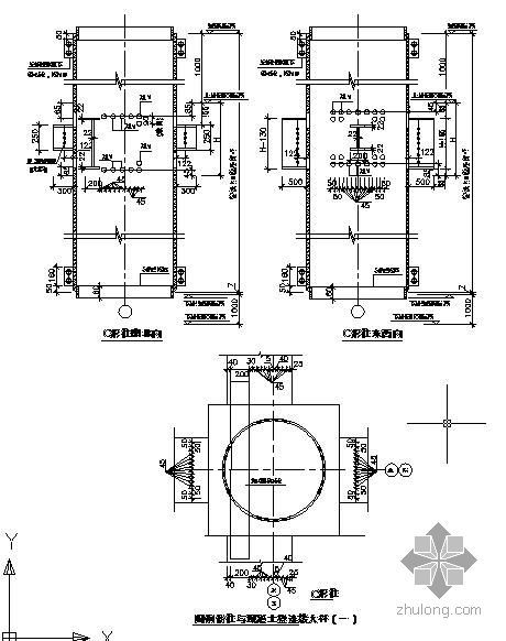 圆钢柱连接su资料下载-圆钢骨柱与混凝土梁连接节点构造详图