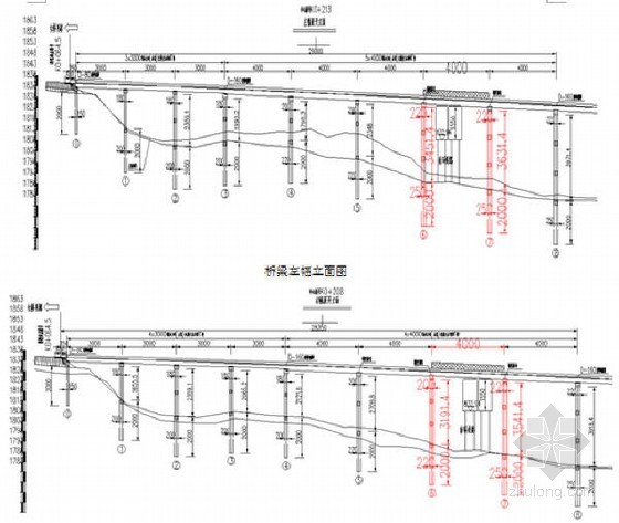 [贵州]上跨枢纽铁路40m预应力T梁桥下部结构施工组织设计50页-桥梁立面图 