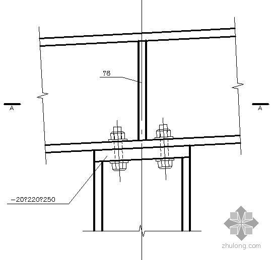 夹芯板屋面连接资料下载-某250×220屋面梁柱连接节点构造详图