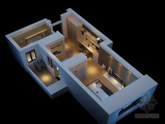 时尚居室模型资料下载-时尚居室鸟瞰3D模型下载