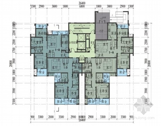 [青海]高层现代风格中高档住宅小区建筑设计方案文本（含投资估算表）-高层现代风格中高档住宅小区建筑平面图
