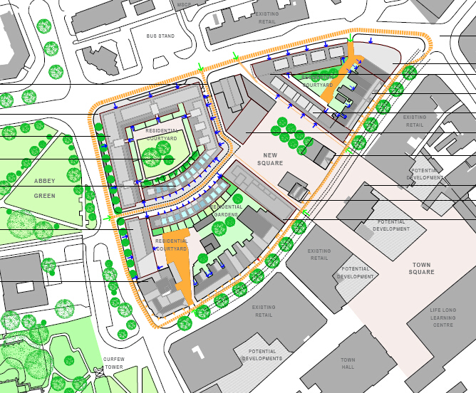 [国外]开放式道路街区景观环境规划方案设计-总平面图