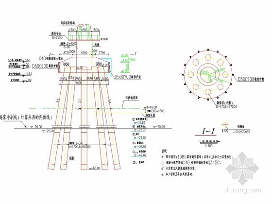 高桩承台低桩承台资料下载-高桩承台群桩风机基础结构图