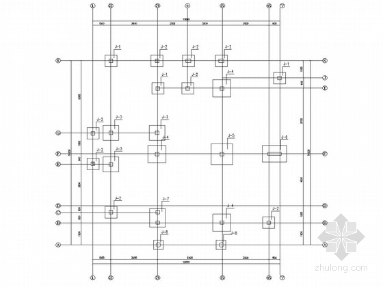 两层框架结构私人别墅建筑结构全套图-基础平面图 