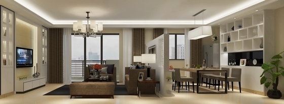 [广州]普通住宅区现代三居室装修施工图（含效果）客厅效果图