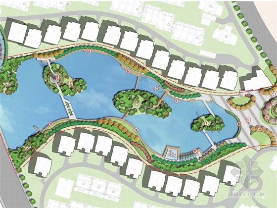 中心花园意向图资料下载-[苏州]生态居住小区花园式中心湖区景观设计方案