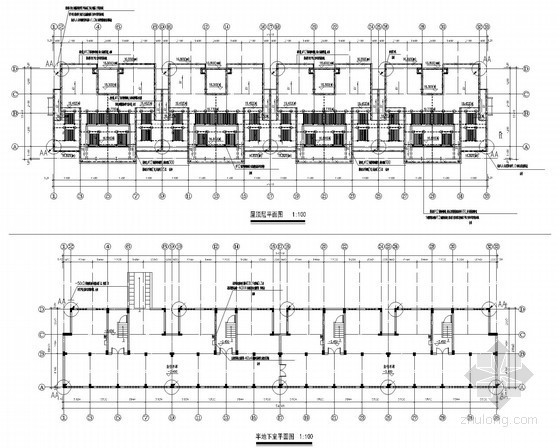 [浙江]8栋多层住宅楼电气设计施工图纸（新火规）-屋顶层防雷平面图 