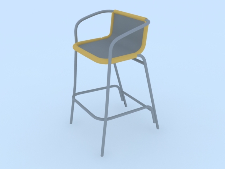 高脚椅子资料下载-高脚椅子3D模型下载