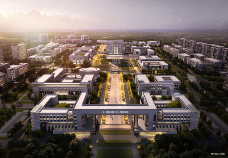[上海]电力学院临港新校区建筑设计方案文本-整体校区鸟瞰图