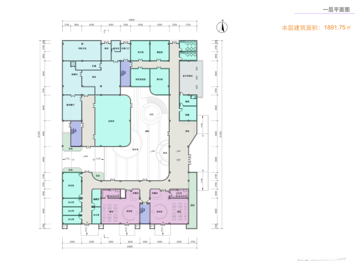 苏州工业园区昱园幼儿园建筑方案设计文本（12班+SU+文本）-一层平面图