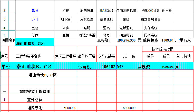 江苏设计概算资料下载-大型住宅小区的建筑工程设计概算书