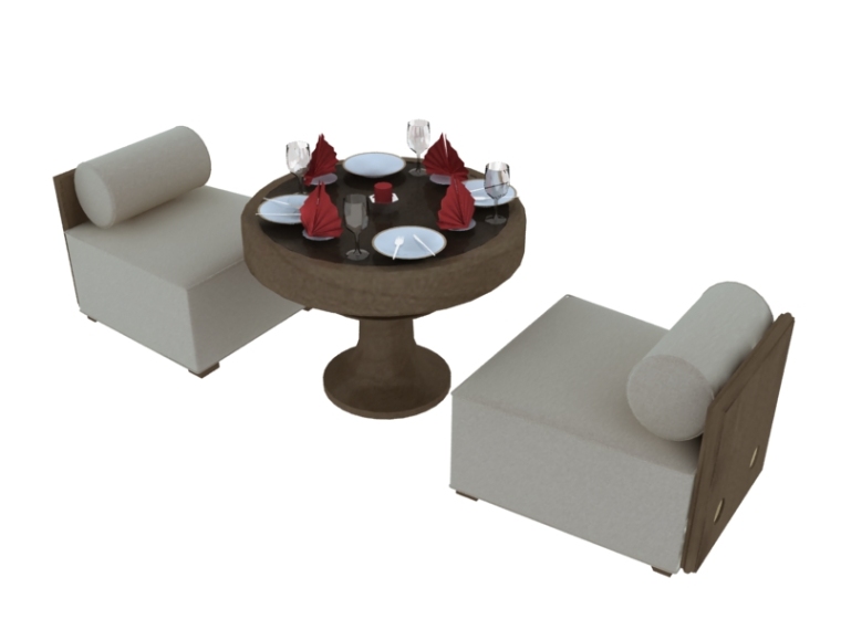 休闲餐桌3d模型资料下载-休闲沙发餐桌3D模型下载
