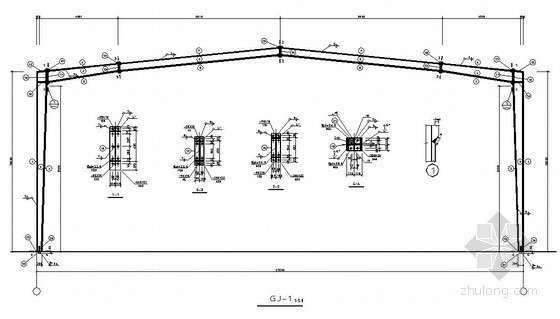 钢结构施工图27米资料下载-钢结构厂房结构施工图（单层 27米跨）