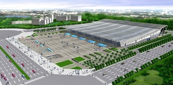 合肥万达广场cad资料下载-合肥某大型会展中心建筑方案文本（含CAD）