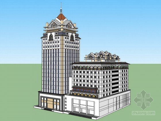 sketchup拱门模型资料下载-酒店sketchup模型下载