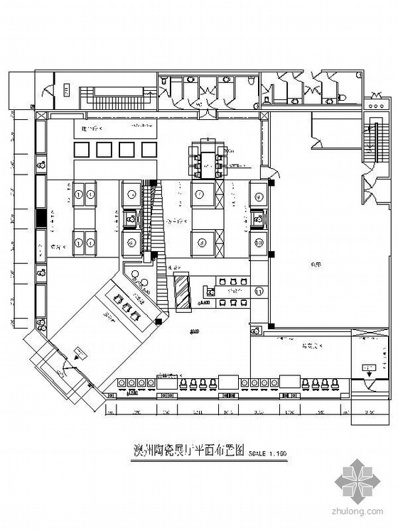 展厅模型和施工图资料下载-澳洲陶瓷展厅装修施工图