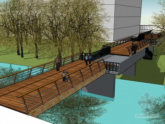 钢铁景观桥效果图资料下载-景观桥SketchUp模型下载
