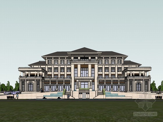 新古典会所建筑资料下载-新古典会所SketchUp模型下载