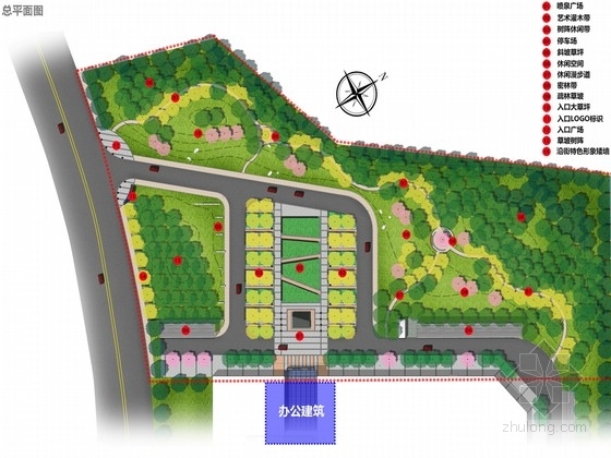 园林办公空间资料下载-[南京]现代简洁科技创新校园办公区空间规划景观设计方案