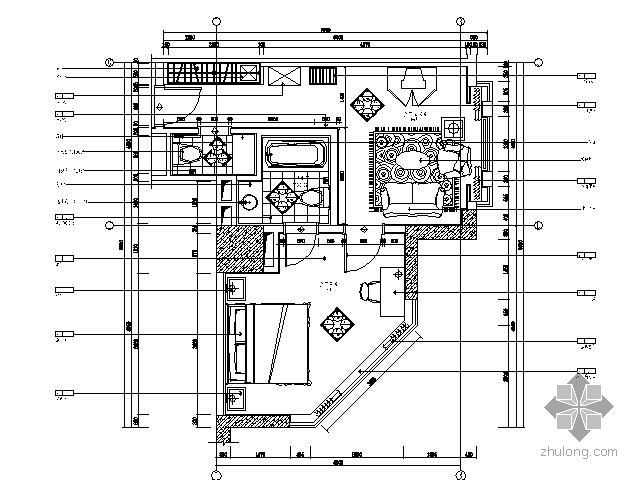 五星酒店平面布置图资料下载-五星酒店套房平面图Ⅰ