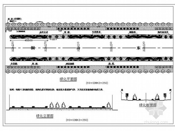 道路边绿化施工图资料下载-淮南市某道路绿化设计施工图