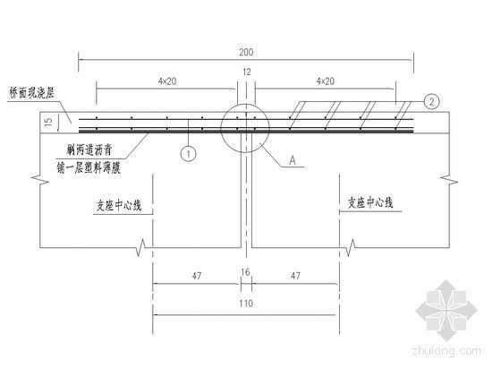 梁钢筋大样图资料下载-简支T梁桥面连续缝加强钢筋布置大样图