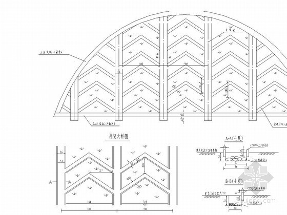 骨架护坡设计cad图资料下载-人字形骨架护坡大样图